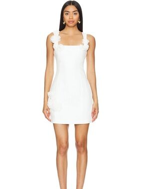 Elliatt Ivory Floral-Appliqué Square-Neck Mini Dress